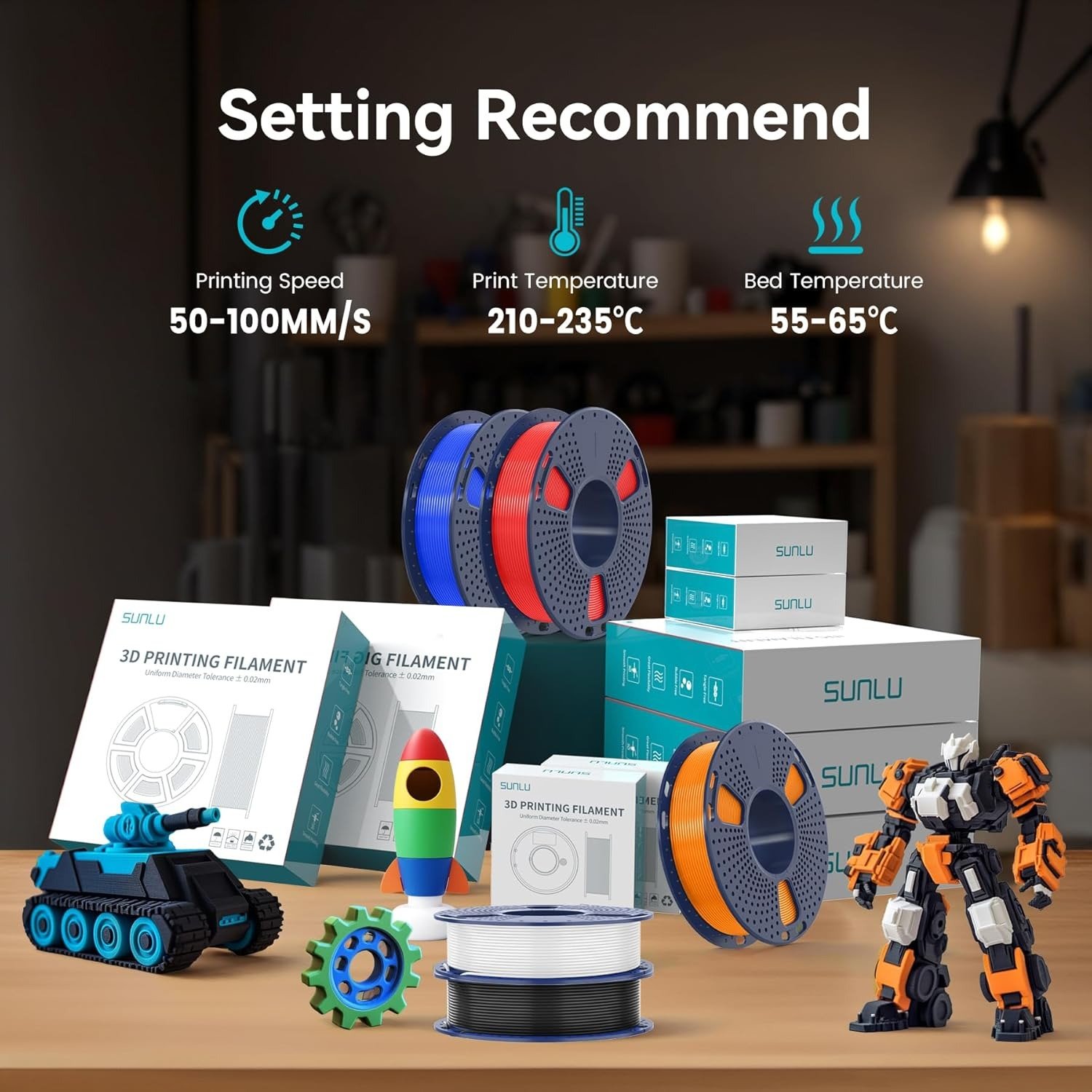 16 Color Bundle Multicolor, PLA+ 3D Printer Filament 1.75mm, Mini Spool, Individually Vacuum Packed, 16 Pack.
