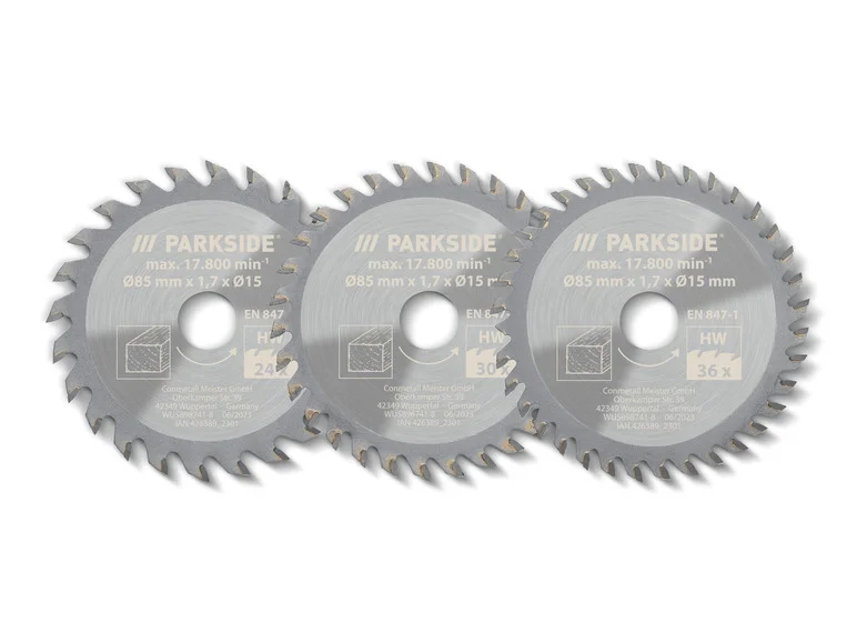 PARKSIDE® Lames de scie circulaire PHKSA 12, Ø 85 mm, 3 pièces