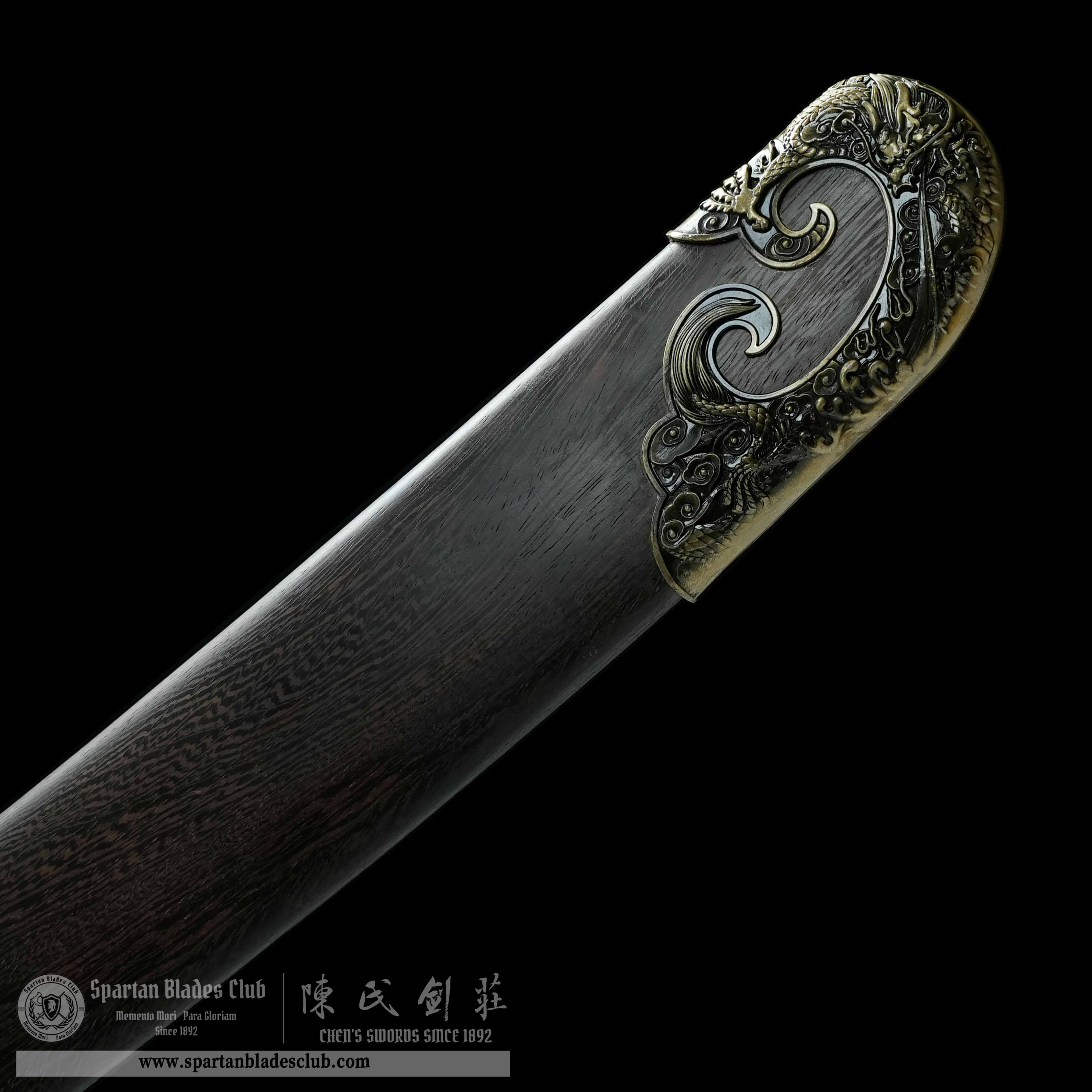 QQ11 | Canglan Dao | Damascus Steel | Gold&Brown | Loong(Chinese Dragon) | Battle-Ready | Full-tang | Spartan Blades Club | CHEN'S SWORDS 1892 - Spartan Blades Club - 陳氏劍莊1892