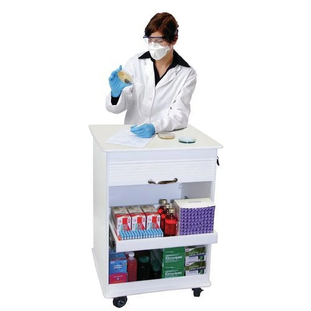 TrippNT 51002 Black & Silver Polyethylene Maui Lab Island 2 Foot Lab Cart - 24 x 35 x 24 in.