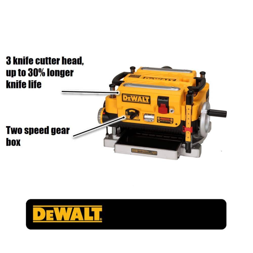15 Amp Corded 13 in. Heavy-Duty 2-Speed Thickness Planer with (3) Knives, In Feed Table and Out Feed Table DW735X