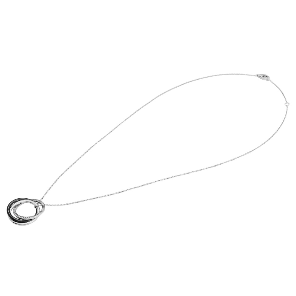 Cartier Trinity Necklace 18K White Gold & Ceramic Diamond B3045500