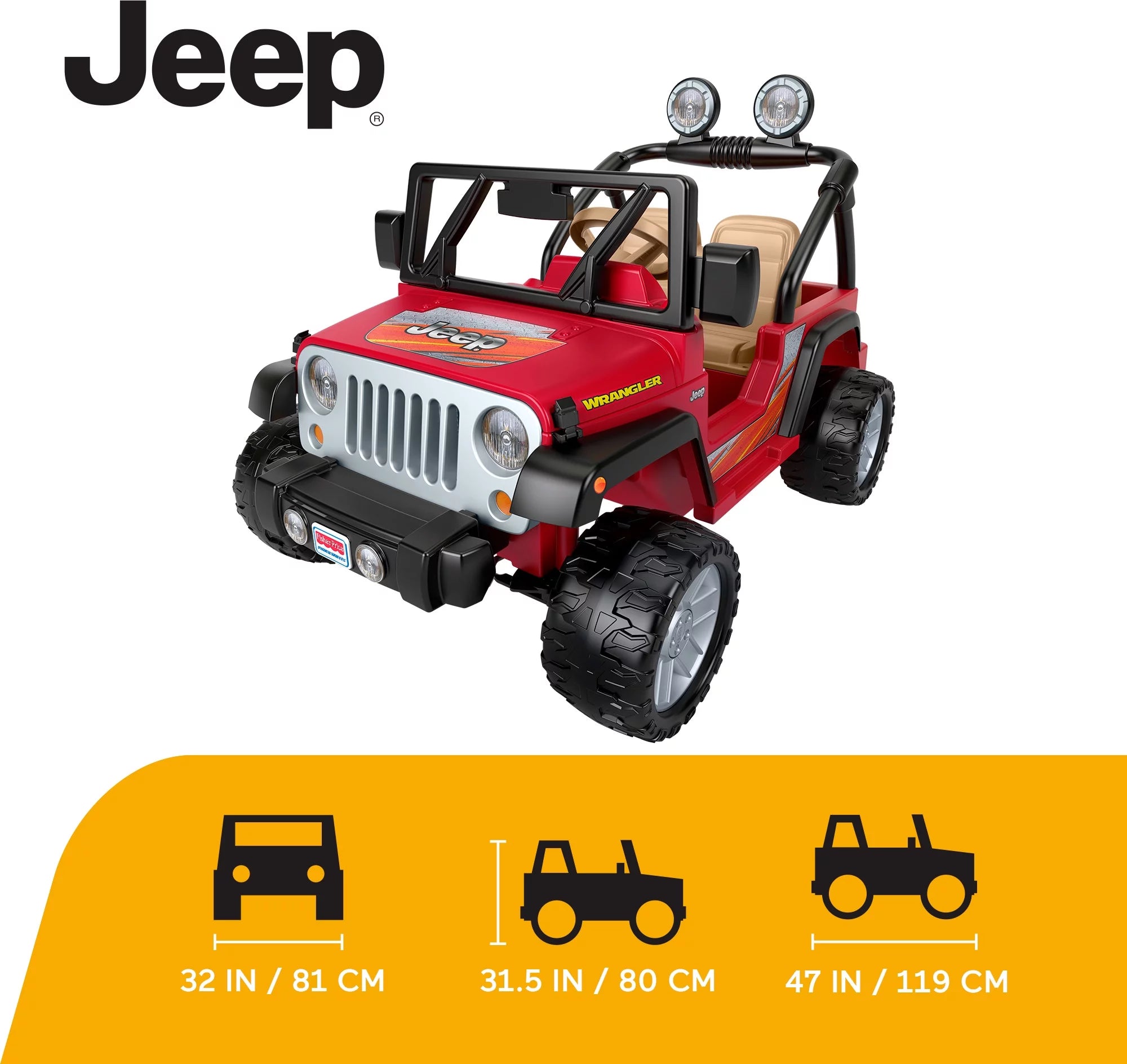 Power Wheels Jeep Wrangler Battery-Powered Ride-on, 12 V, Max Speed: 5 mph