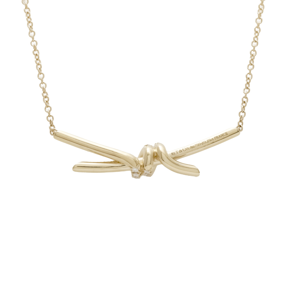 Tiffany & Co. Knot Necklace 18K Yellow Gold Diamond 68887216