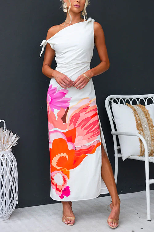One Shoulder Maxi Dress with Side SlitClistos