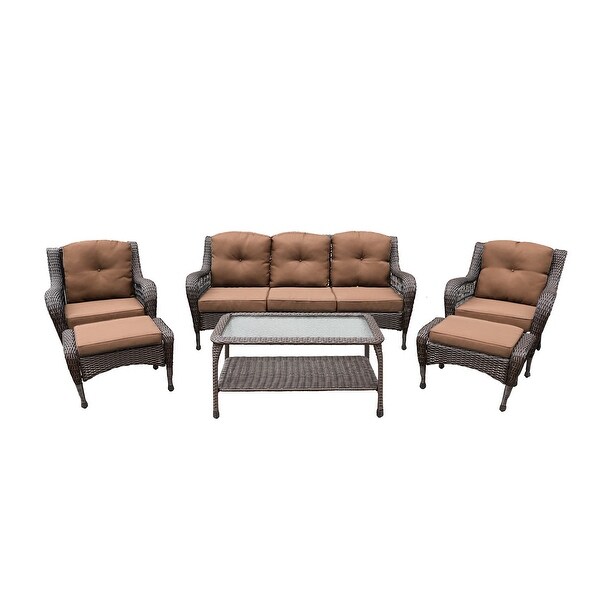 6piece Resin Wicker Patio Furniture Conversation Set with High Back