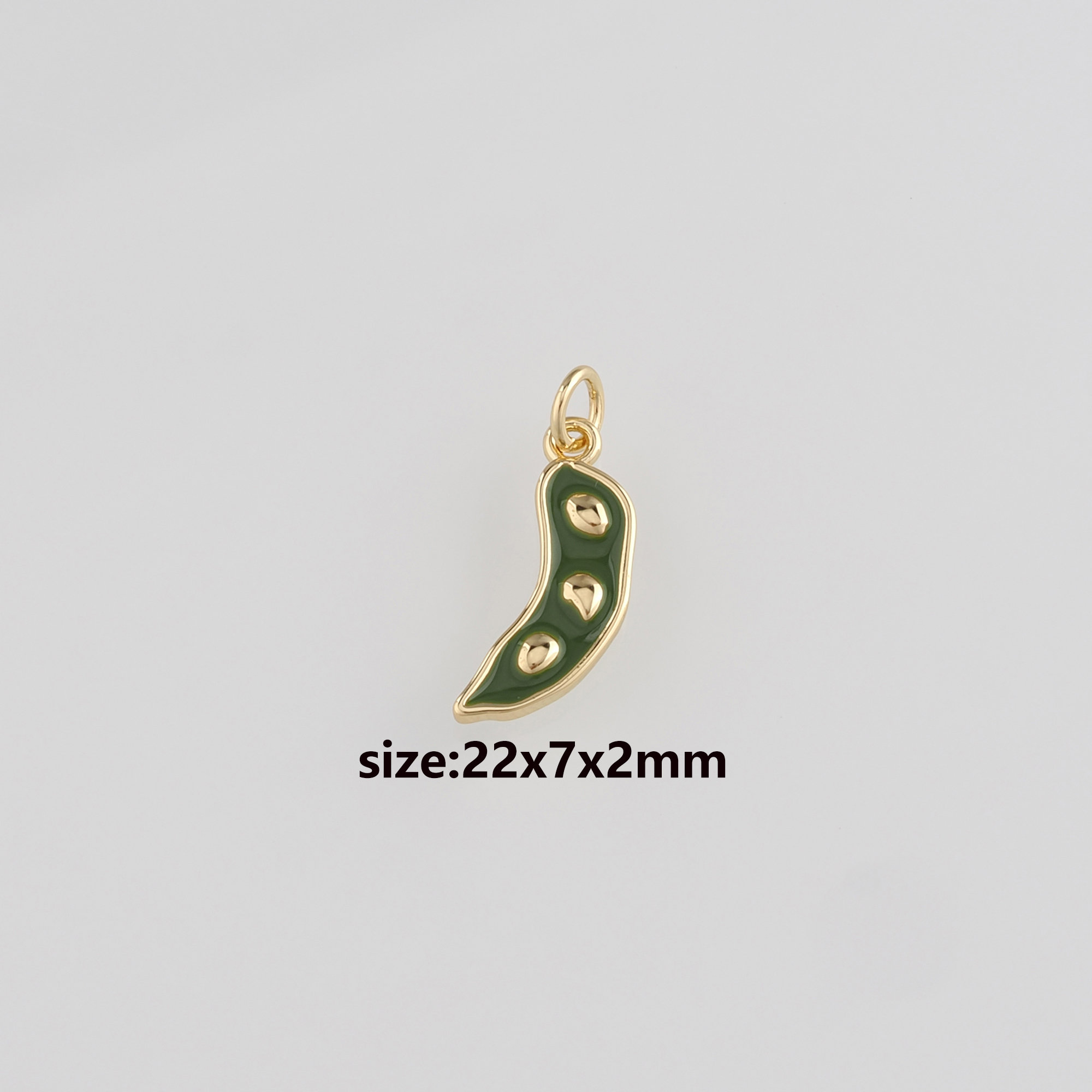 18K Gold Filled Pea Pods Pendant,Enamel Pea Charm Earrings Necklace for DIY Jewelry Making Supply