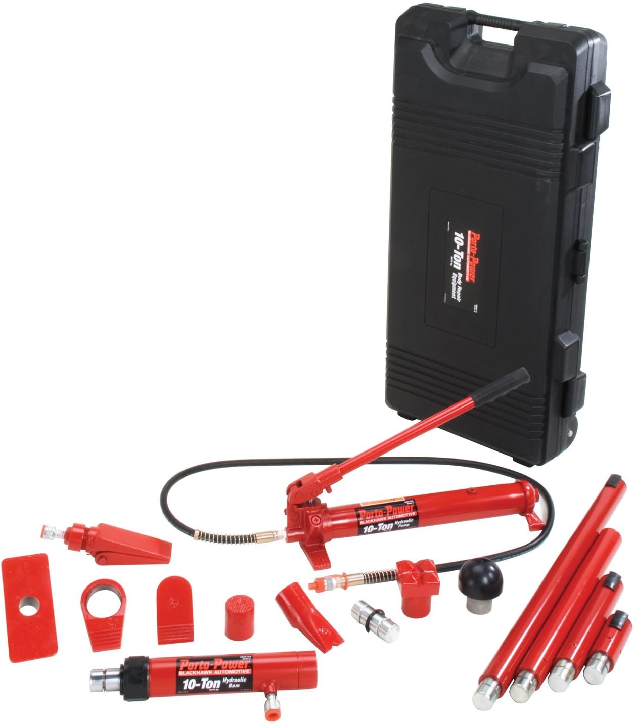 B65115 Black/Red Hydraulic Body Repair 19 Piece Kit - 10 Ton Capacity