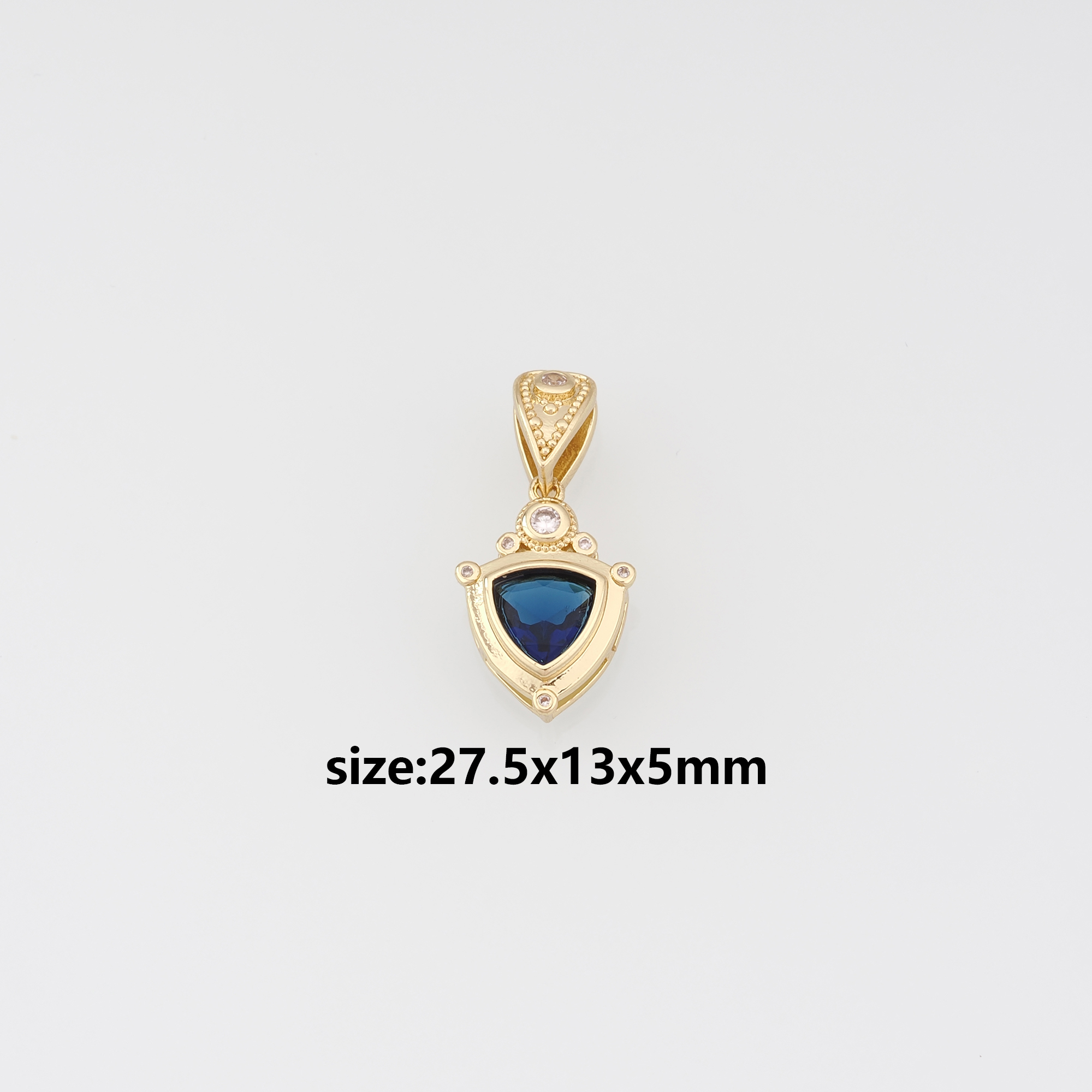 18K Gold Filled Triangle Pendant,CZ Micro Pave Triangle Charm Earrings Necklace for DIY Jewelry Making Supply