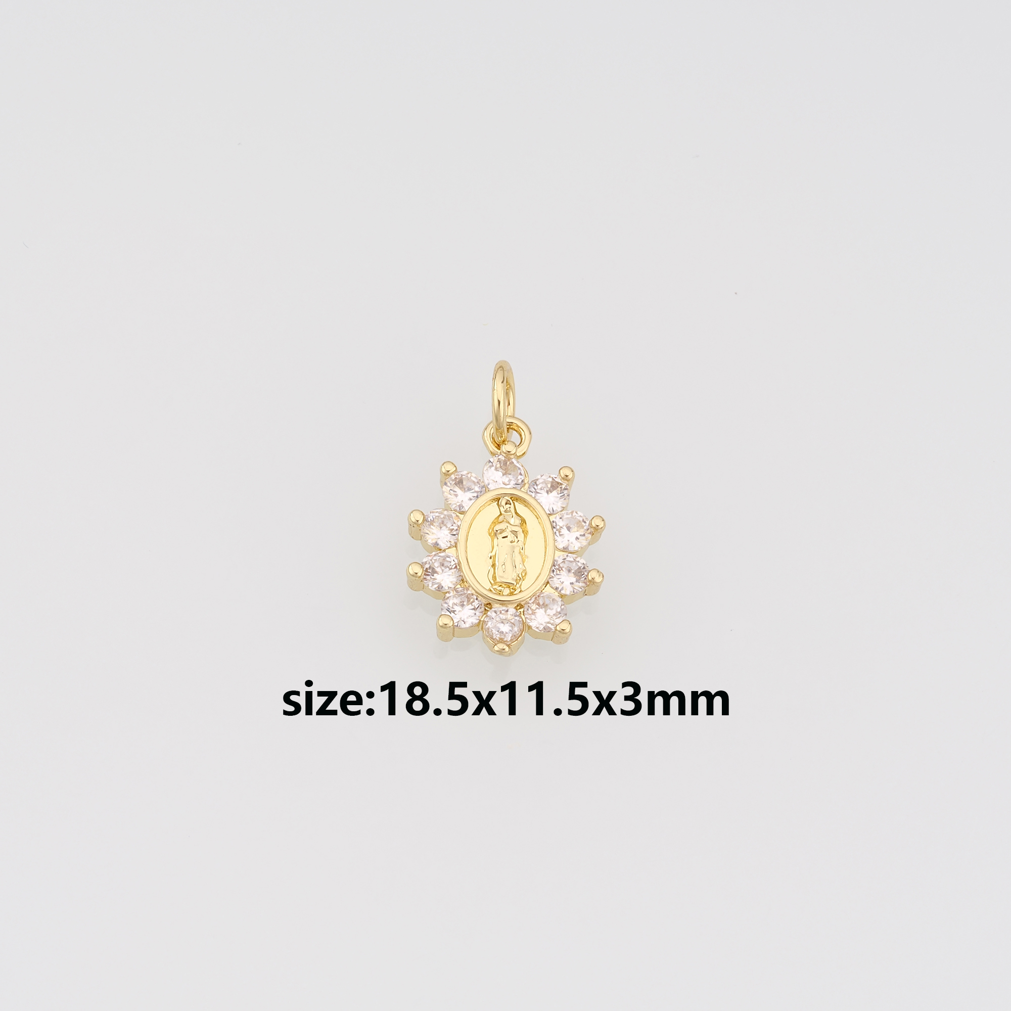 18K Gold Filled Virgin Mary Pendant,CZ Micro Pave Virgin Mary Charm Earrings Necklace for DIY Jewelry Making Supply