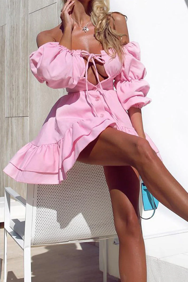 Off-Shoulder A-Line Mini DressClistos