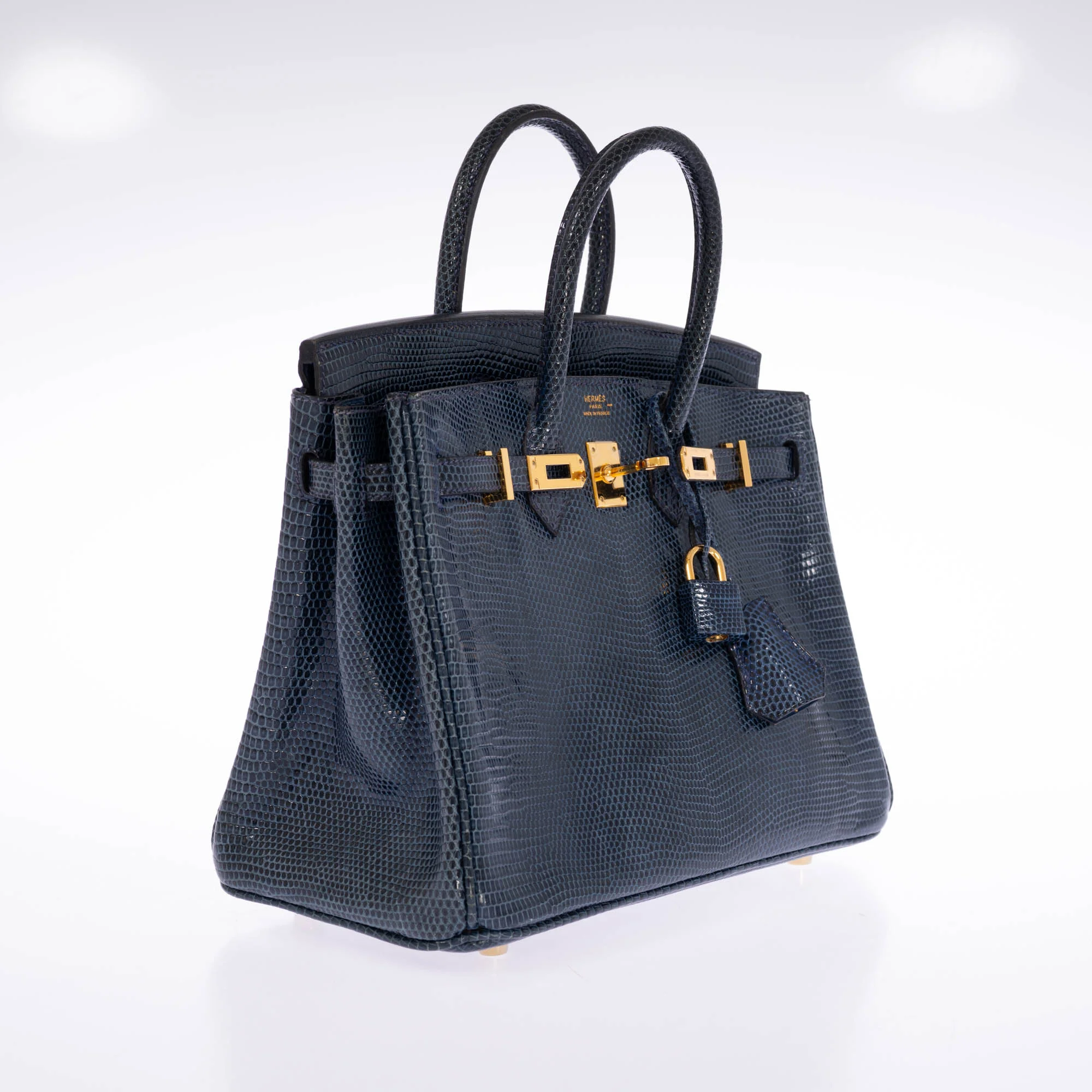 Hermès Birkin 25 Bleu de Malte Lizard Gold Hardware