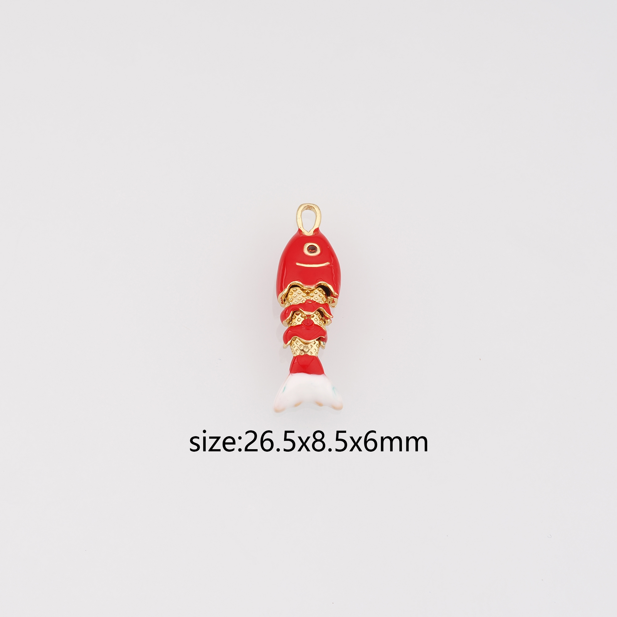 18K Gold Filled Fish Pendant,Enamel Ocean Fish Charm Earrings Necklace for DIY Jewelry Making Supply