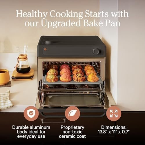 6-in-1 Air Fryer Toaster Oven with Steam Infusion | Countertop Convection Oven Combo with Extra Bake Pan & Air Fryer Basket | Non-toxic, PFAS-Free Duo | Char