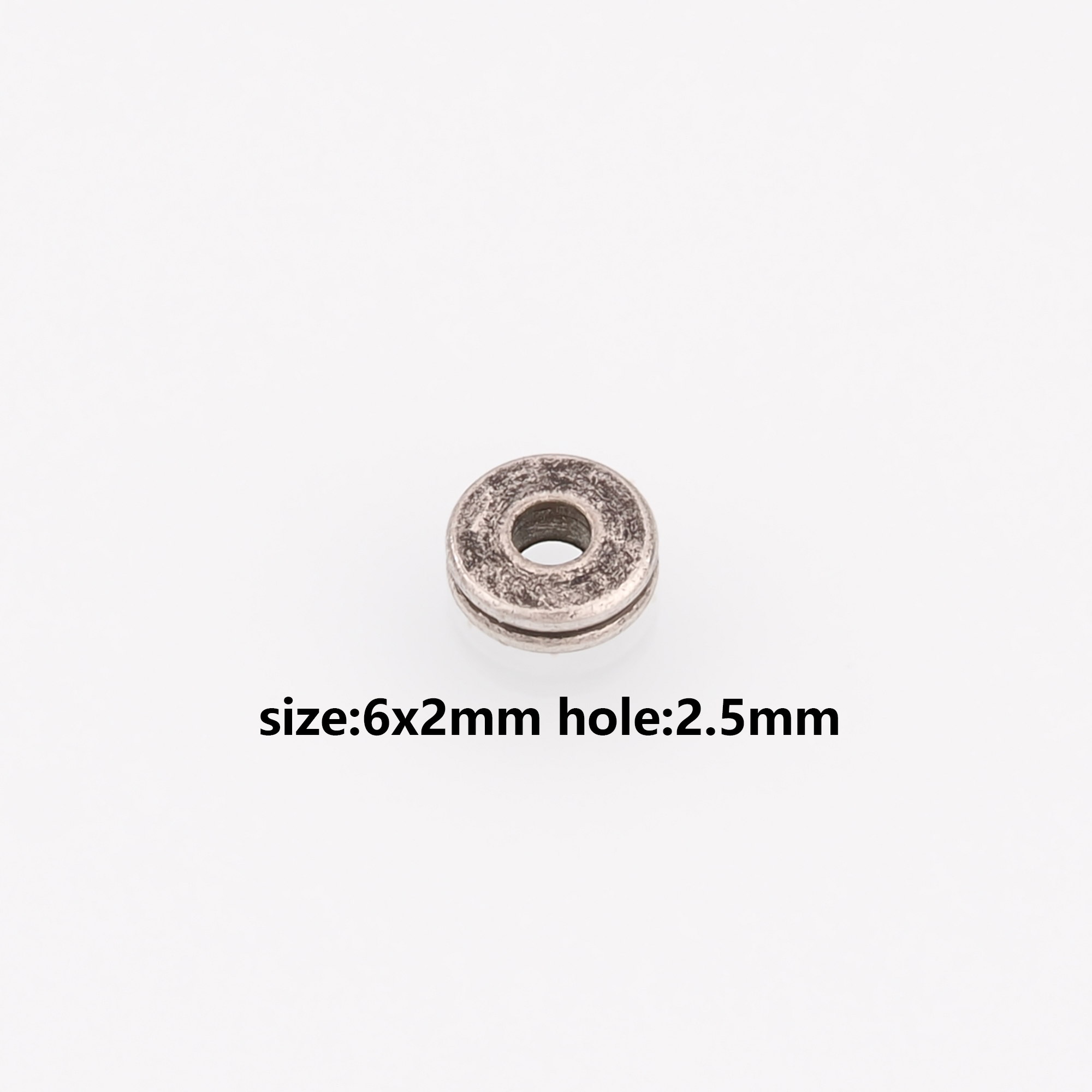50Pcs Ancient Silver Round Spacer Beads,Flat Bead,Round Flat Beads,DIY Jewelry Making Supply