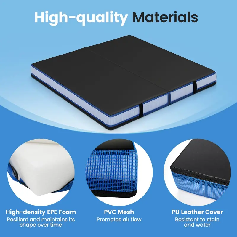 Thickened 4′ x 4′ Bi-Fold Fitness Mat – 4″ Dense Foam with PU Leather Cover & Transport Handles