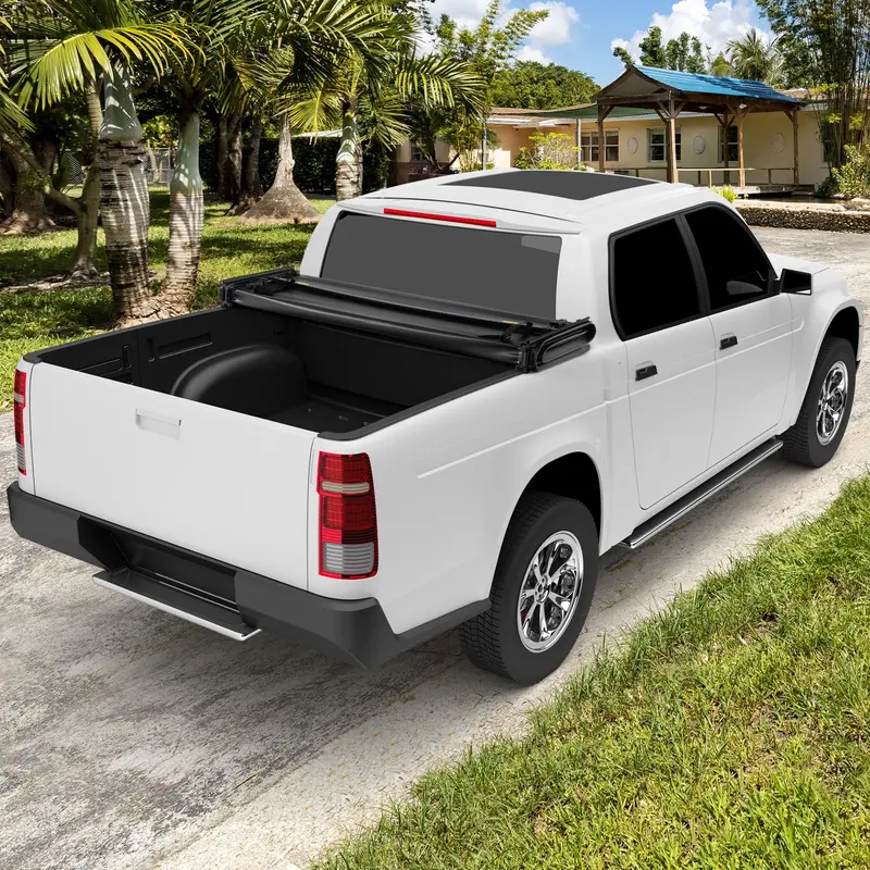 Soft Quad-Fold Tonneau Cover for Pickup Trucks – Easy Installation & Weather Resistance