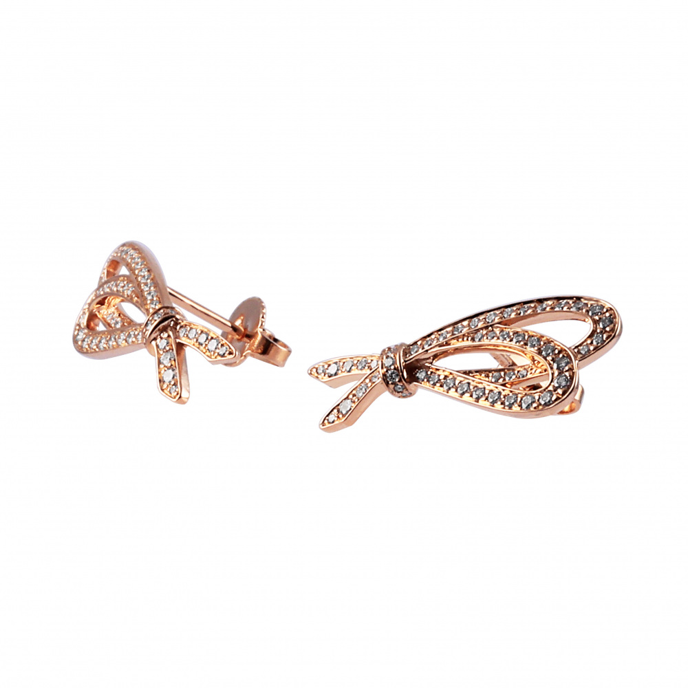 Tiffany & Co. Tiffany Bow Pave Diamond K18PG Pink Gold Earrings