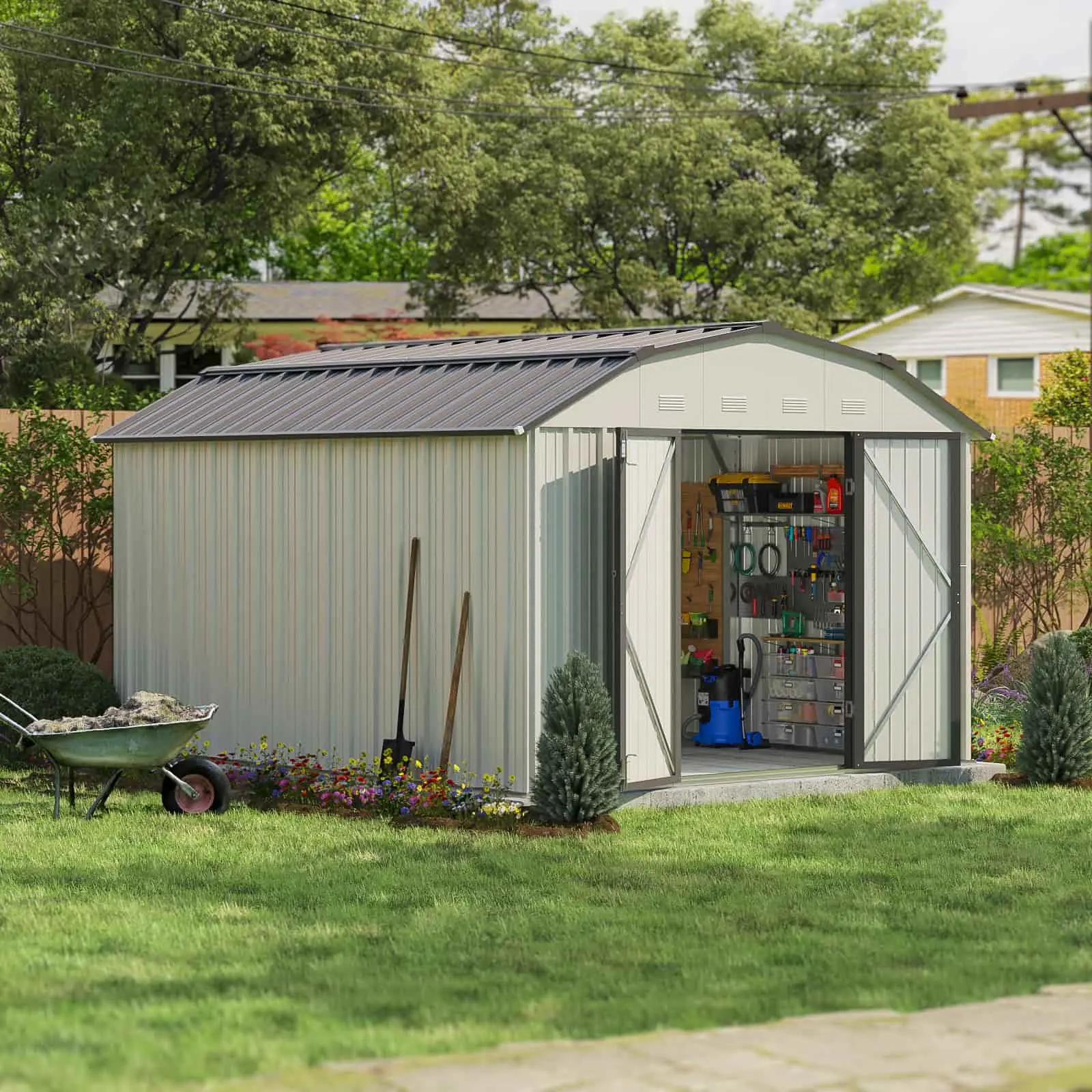 Patiowell Barn Style 10x12 Metal Shed Pro with Gambrel Roof