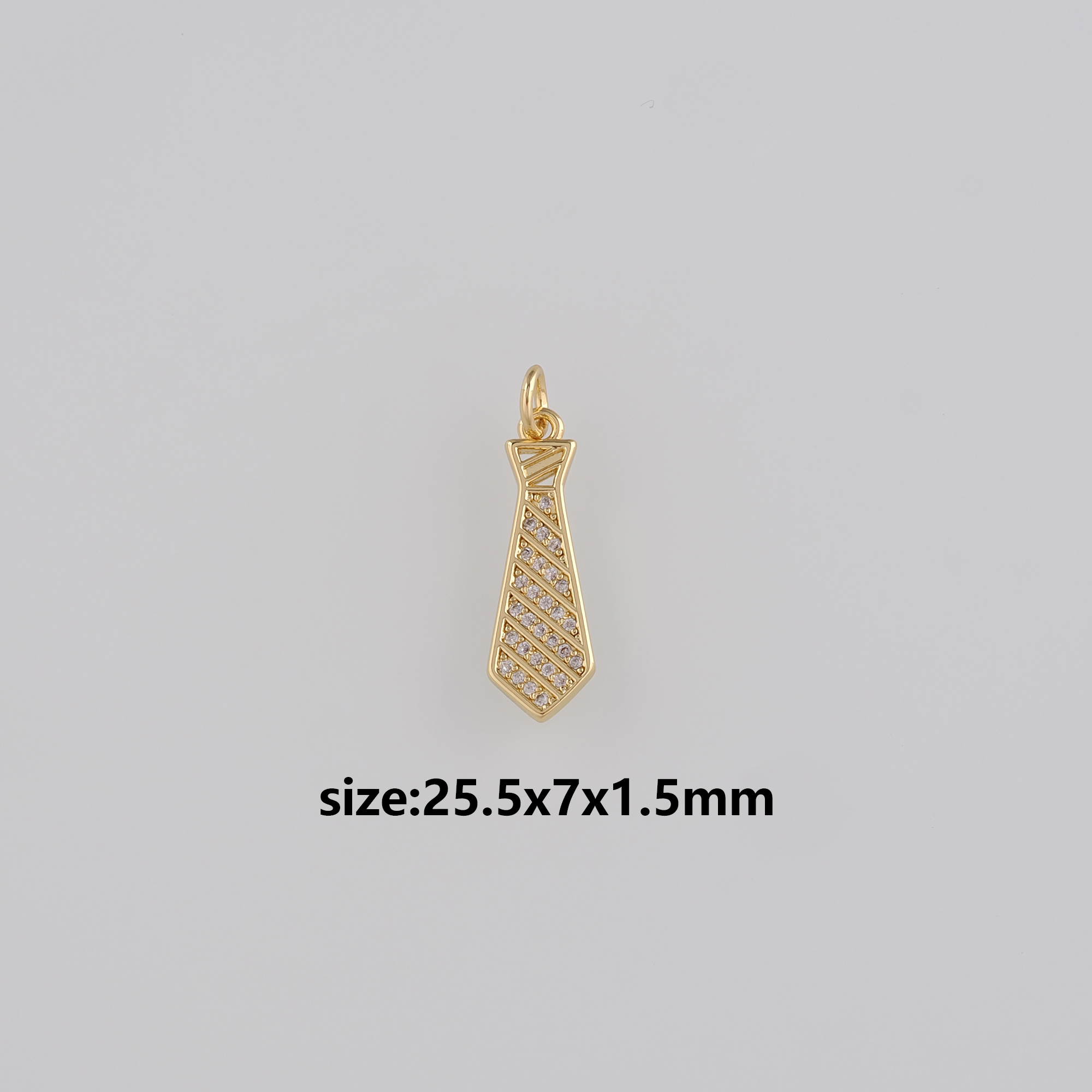 18K Gold Filled Tie Pendant,CZ Micro Pave Tie Charm Earrings Necklace for DIY Jewelry Making Supply