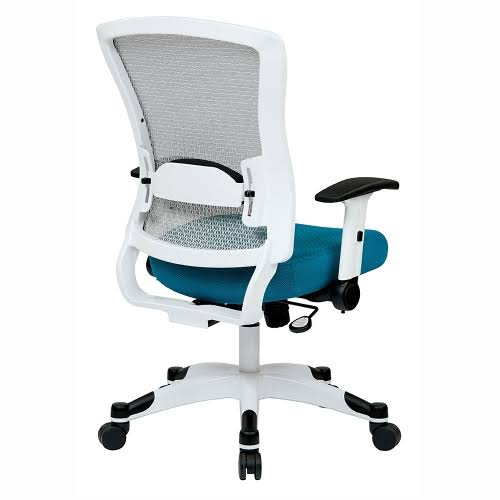Space Seating White Frame Managers Chair with Breathable Mesh Back-Fabric: Jade