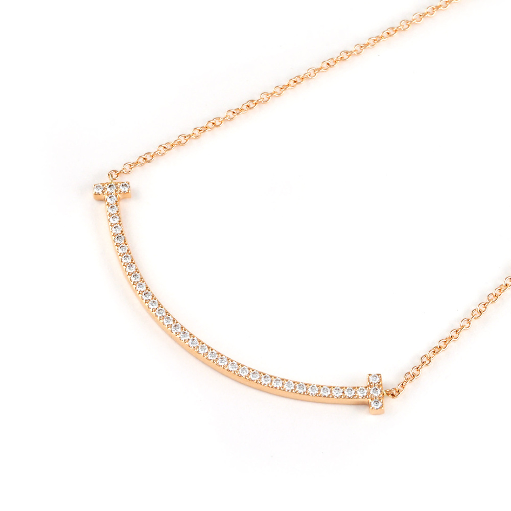 Tiffany & Co. Tiffany T Smile Necklace 18K Rose Gold Diamond 63058815