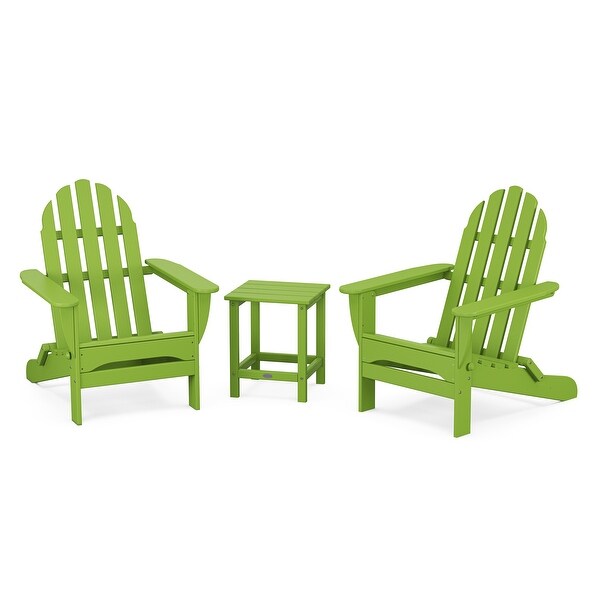 POLYWOOD Classic Folding Adirondack 3Piece Set with Long Island 18