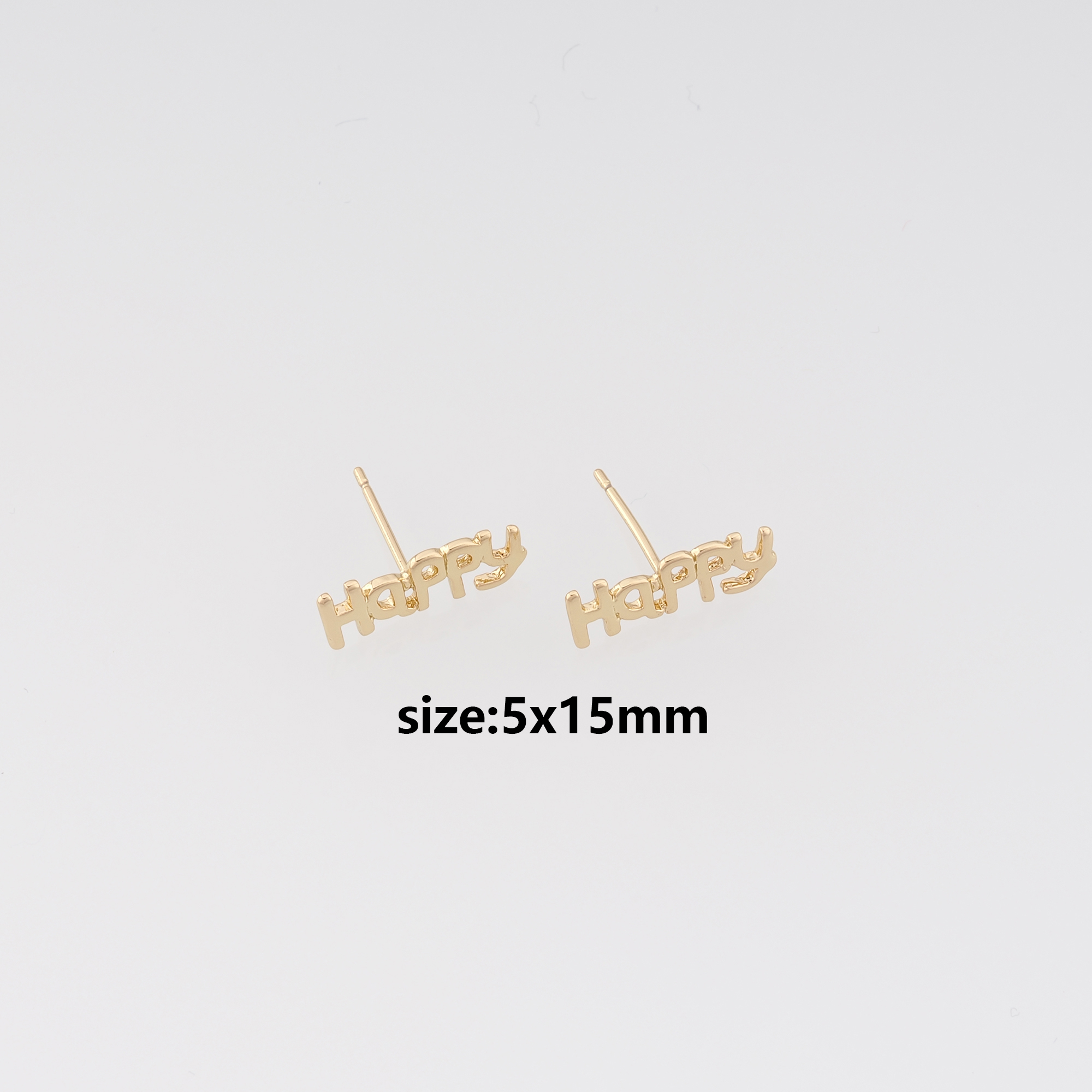 18K Gold Filled Happy Stud Earrings,Letter Earrings,Minimalist Earring,Dainty Earrings,Gift for Wife