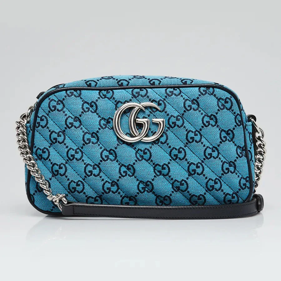 Gucci GG Canvas Marmont Matelasse Crossbody Shoulder Bag – Blue
