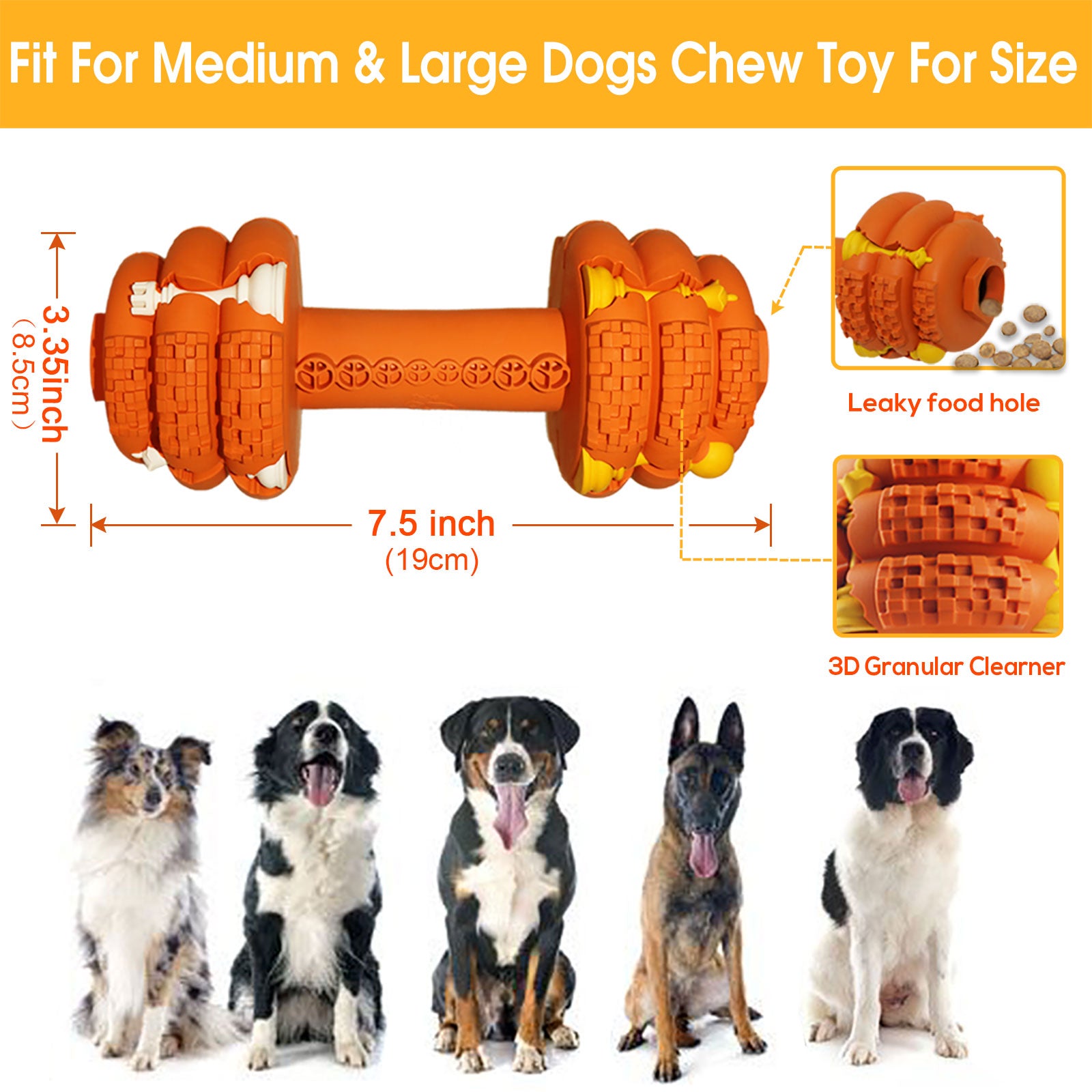 XMXIERUI Dog Chew Toys for Aggressive Chewers,Food Grade Non-Toxic Dental Pet Toy,Tough Durable Indestructible Dog Toys for Medium Large Dogs.Orange.