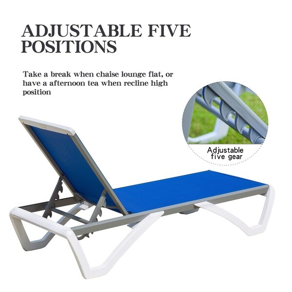 Domi Patio Chaise Lounge,AllWeather Adjustable Recliner with Wheels,Stackable