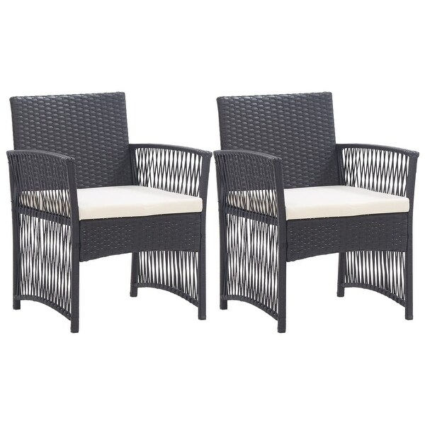 vidaXL Patio Armchairs with Cushions Outdoor Lounge Chair 2 Pcs Poly Rattan