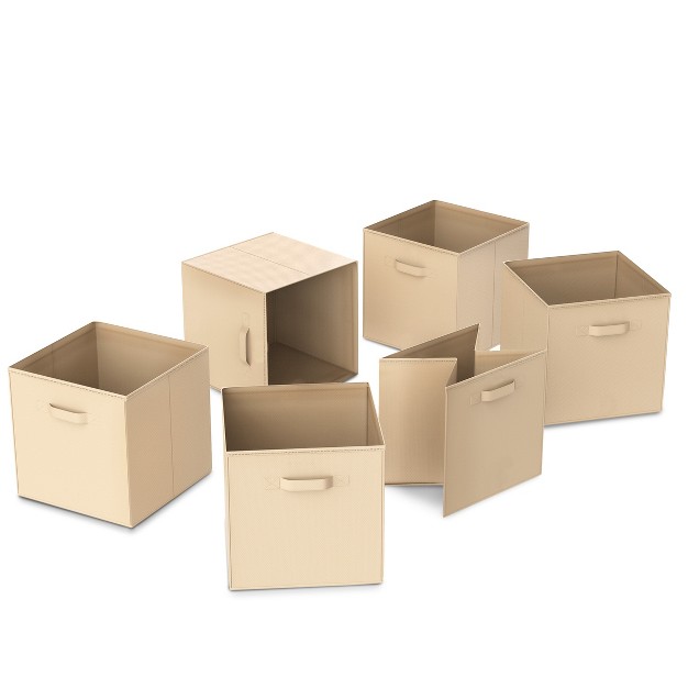 Hastings Home Set Of 6 Cube Storage Bins Beige