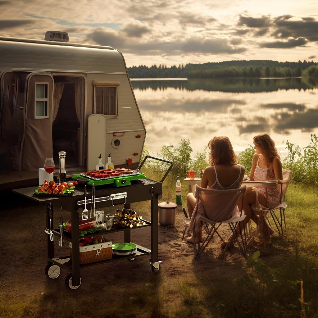 Portable Grill Table Stand for Blackstone & Ninja Griddles - Durable Metal