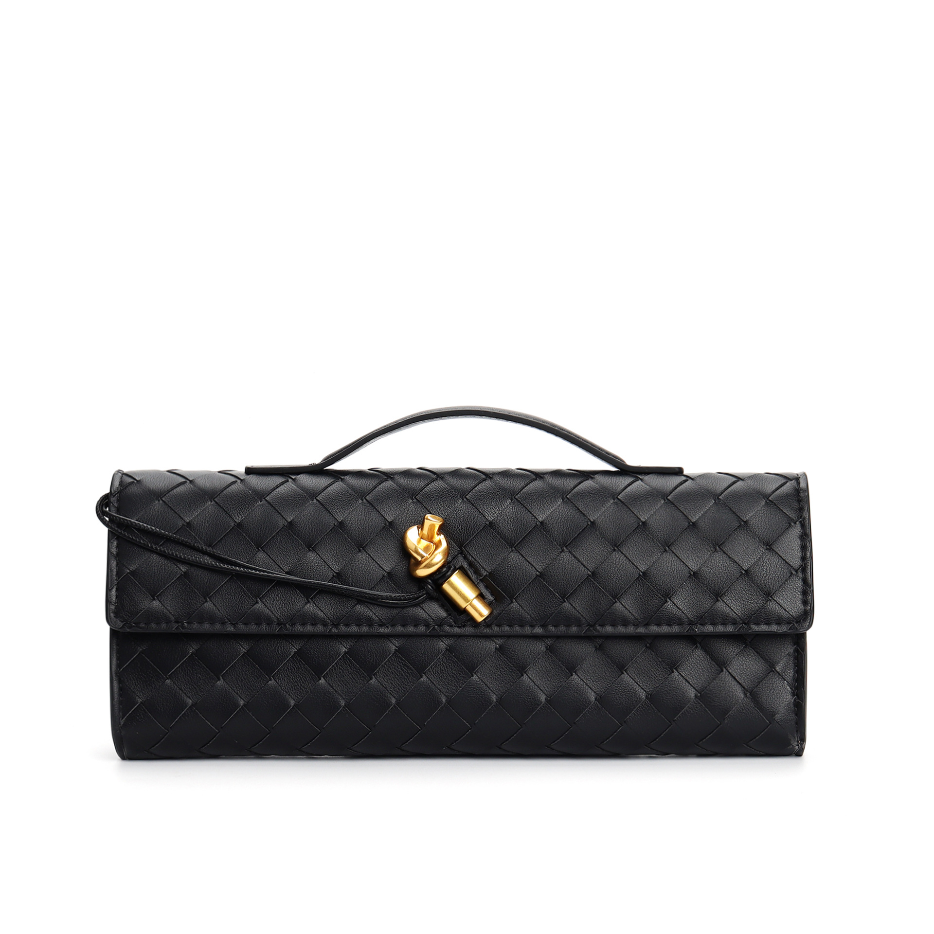 Black Woven Leather Clutch