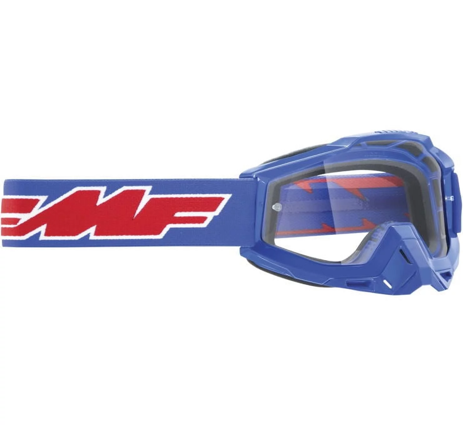 FMF Racing PowerBomb OTG Rocket Goggles (OSFM, Blue / Clear Lens)