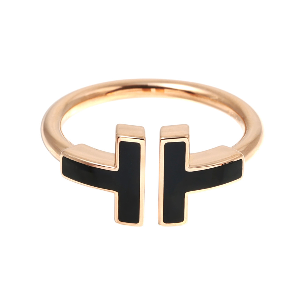 Tiffany & Co. Tiffany T Wire Ring 18K Rose Gold Onyx 64027433