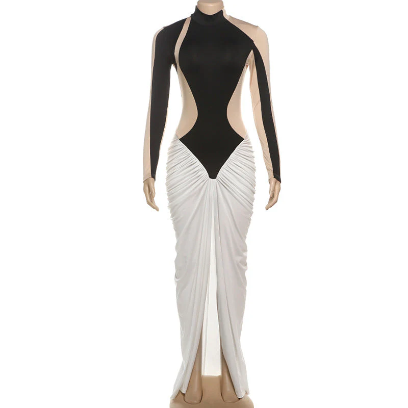 Elegant Mock Neck Bodycon Maxi DressClistos