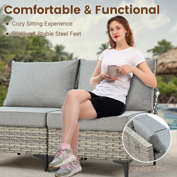 HOOOWOOO 10piece Wicker Patio Furniture Set Sectional Sofa with Swivel Chair