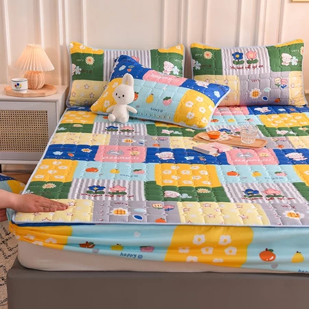 Cotton Mattress Protector Cadar Single/Queen/King Fitted Bedsheet Flower Colored High Quality Mattress Cover