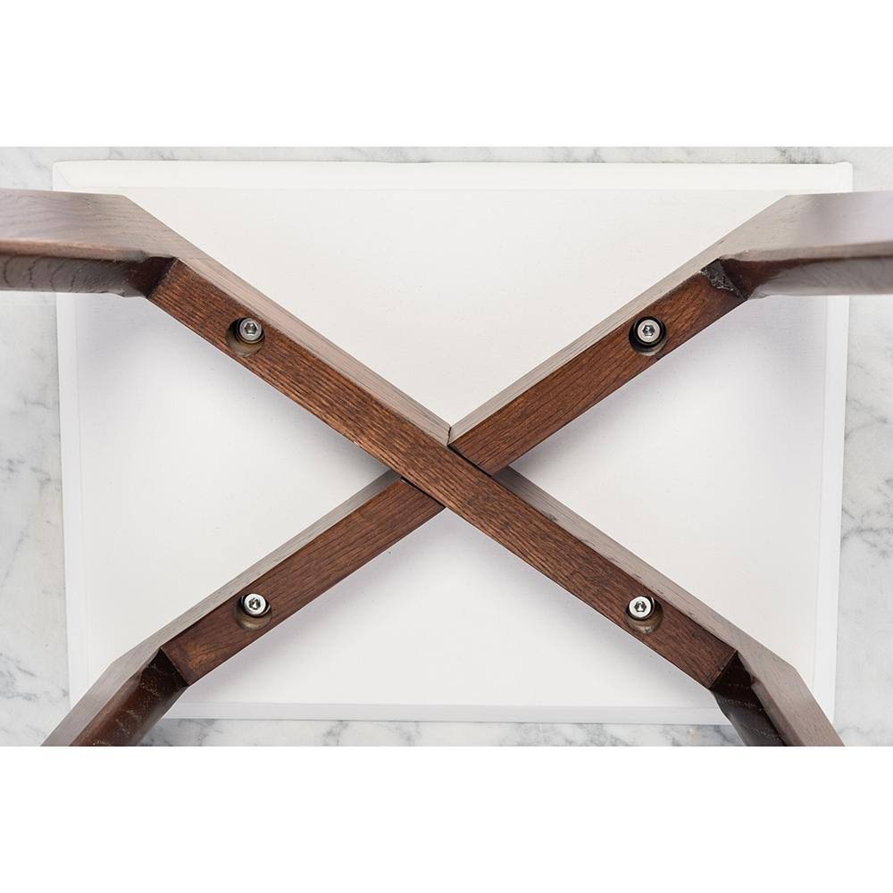 Faura 18x22 x 43.5x22 Rectangular Italian Black Marble Table with Walnut Legs