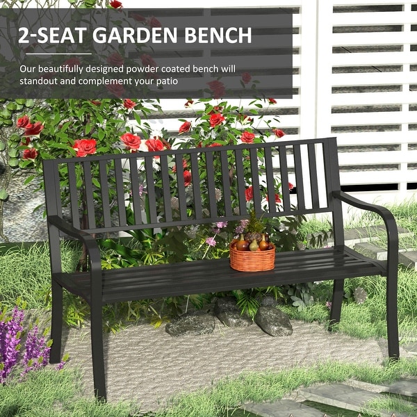 Stylish Black Metal Garden Bench