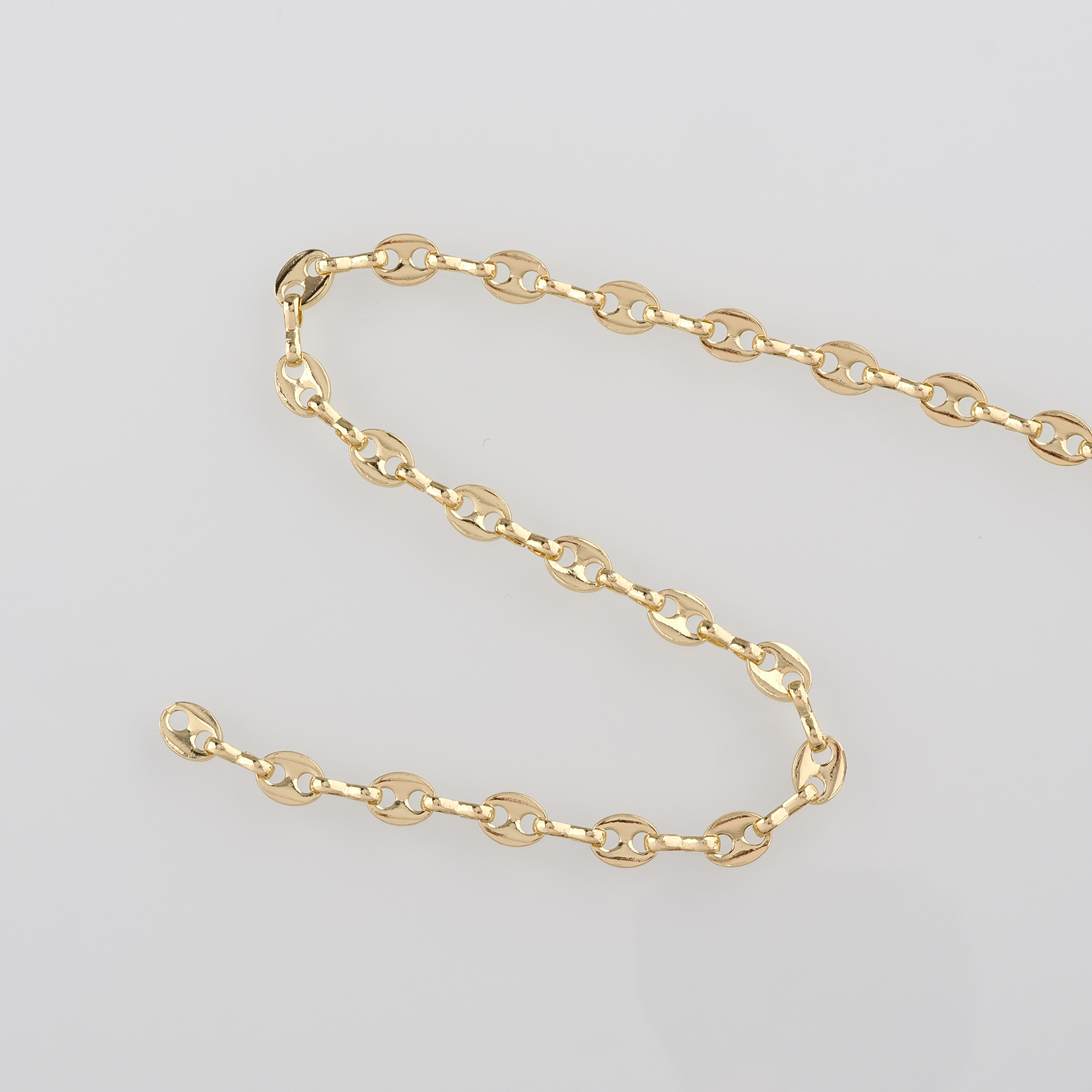 18K Gold Filled Mariner Anchor Chain Necklace,Dainty Thin Link Chain,Gold Mariner Chain Necklace for Women DIY Jewelry Making Supply