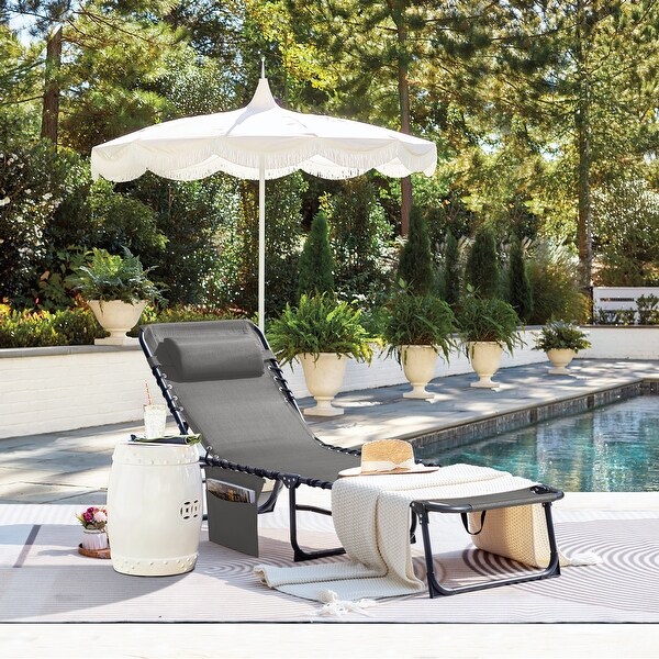 Homall Foldable with Facehole,Lounge Coffee Chair 12 Inch High 5Position Adjustable Patio Lounge Chair Beach Pool Coffee Chair