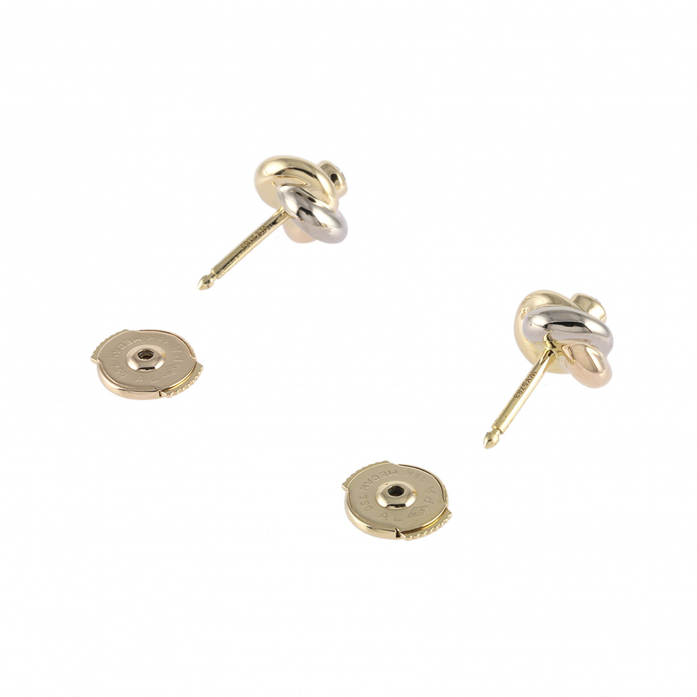Cartier Trinity Baby Earrings Tri-Gold Diamond B8027100