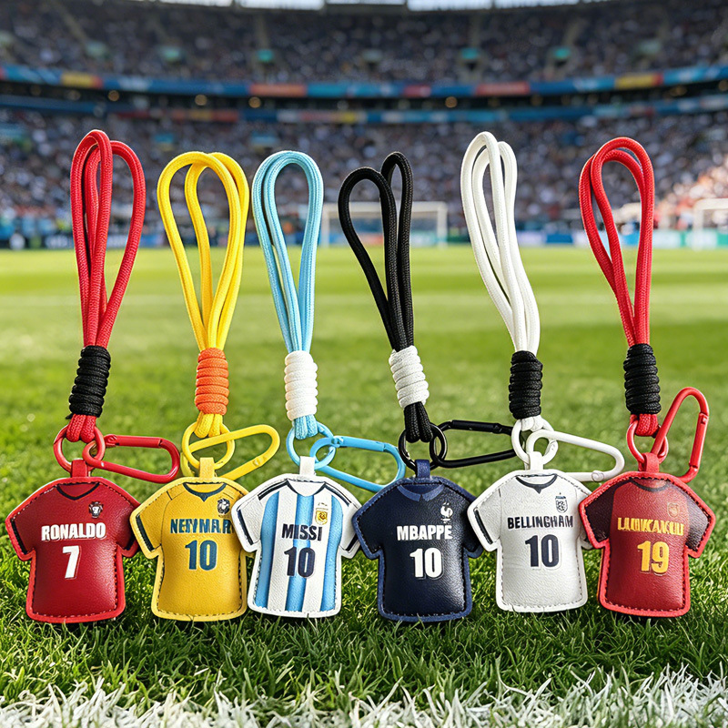 Creative Leather Jersey Keychain Pendant 2026 World Cup Fan Football Leather Couple Bag Ornament Gift