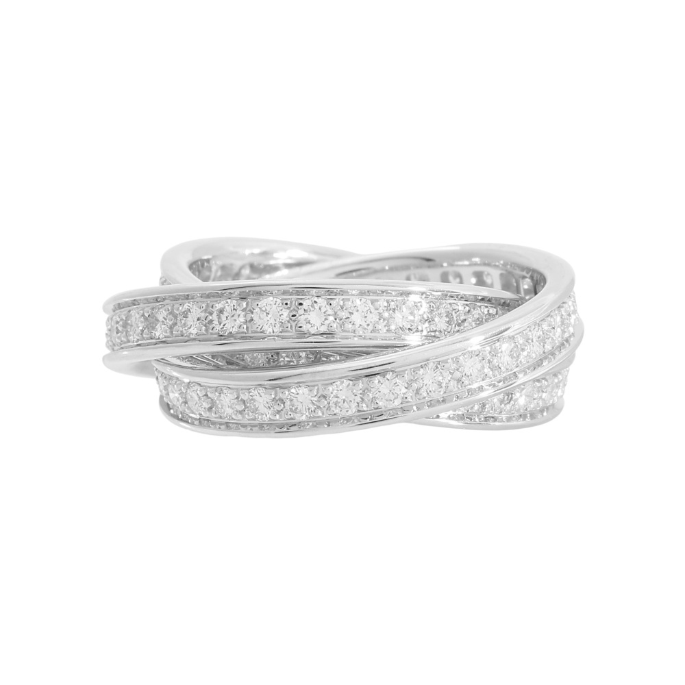 Cartier Trinity Three Bangles 18k White Gold Ring Diamond B4106200
