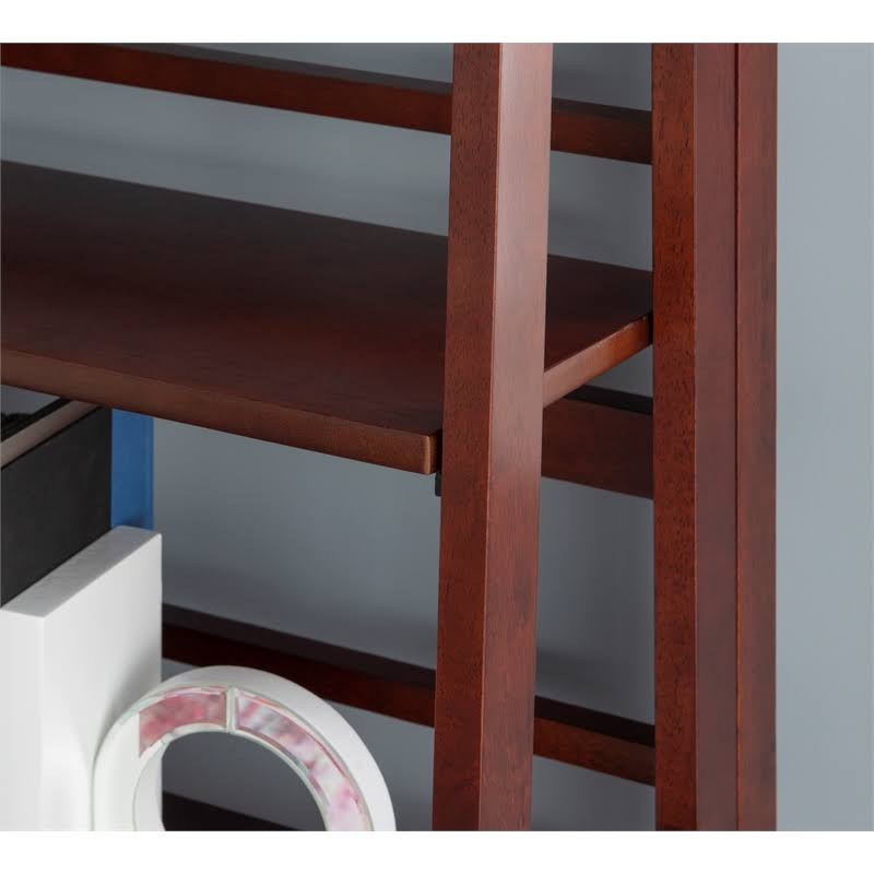 Linon Evans Wood Folding Bookcase in Walnut - CYMX2191
