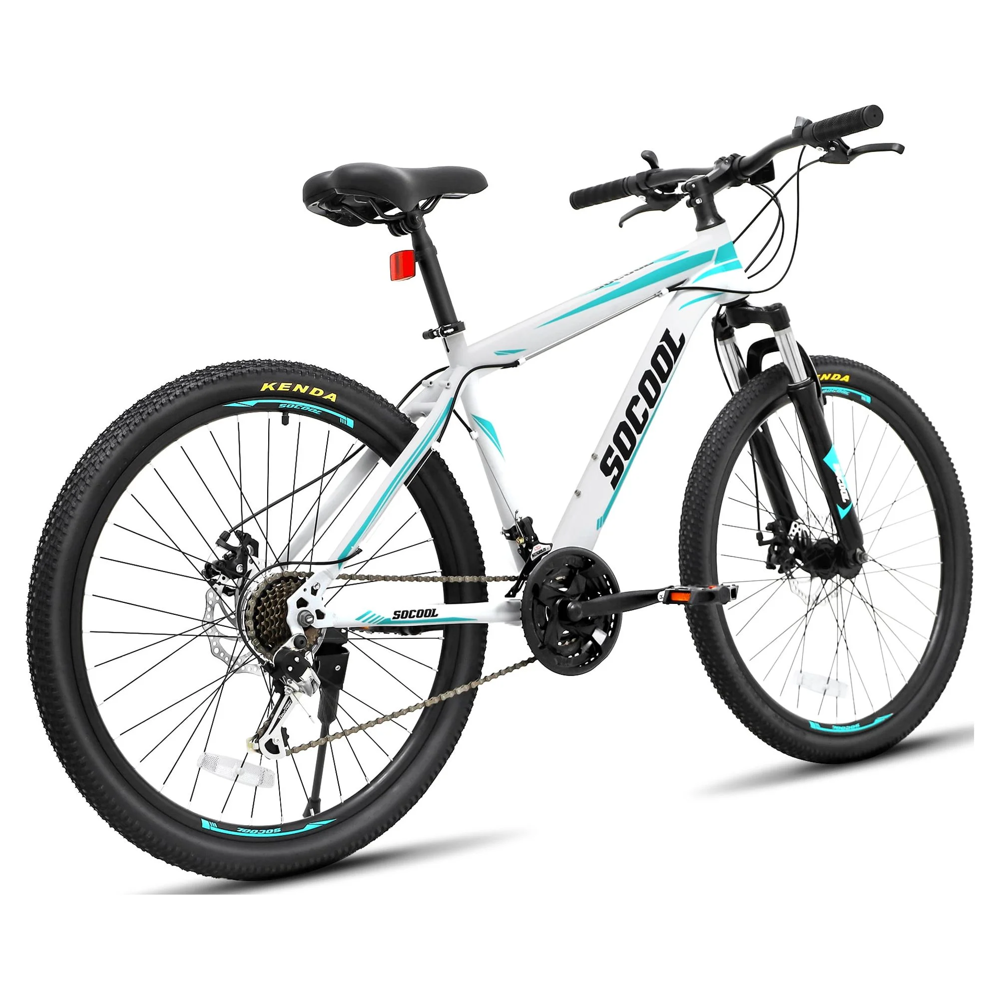 SOCOOL 26 Inch Mountain Bike Aluminum Hydraulic Disc Brake 21 Speed with Lock Out Suspension Fork (White/Black), TG1328BK