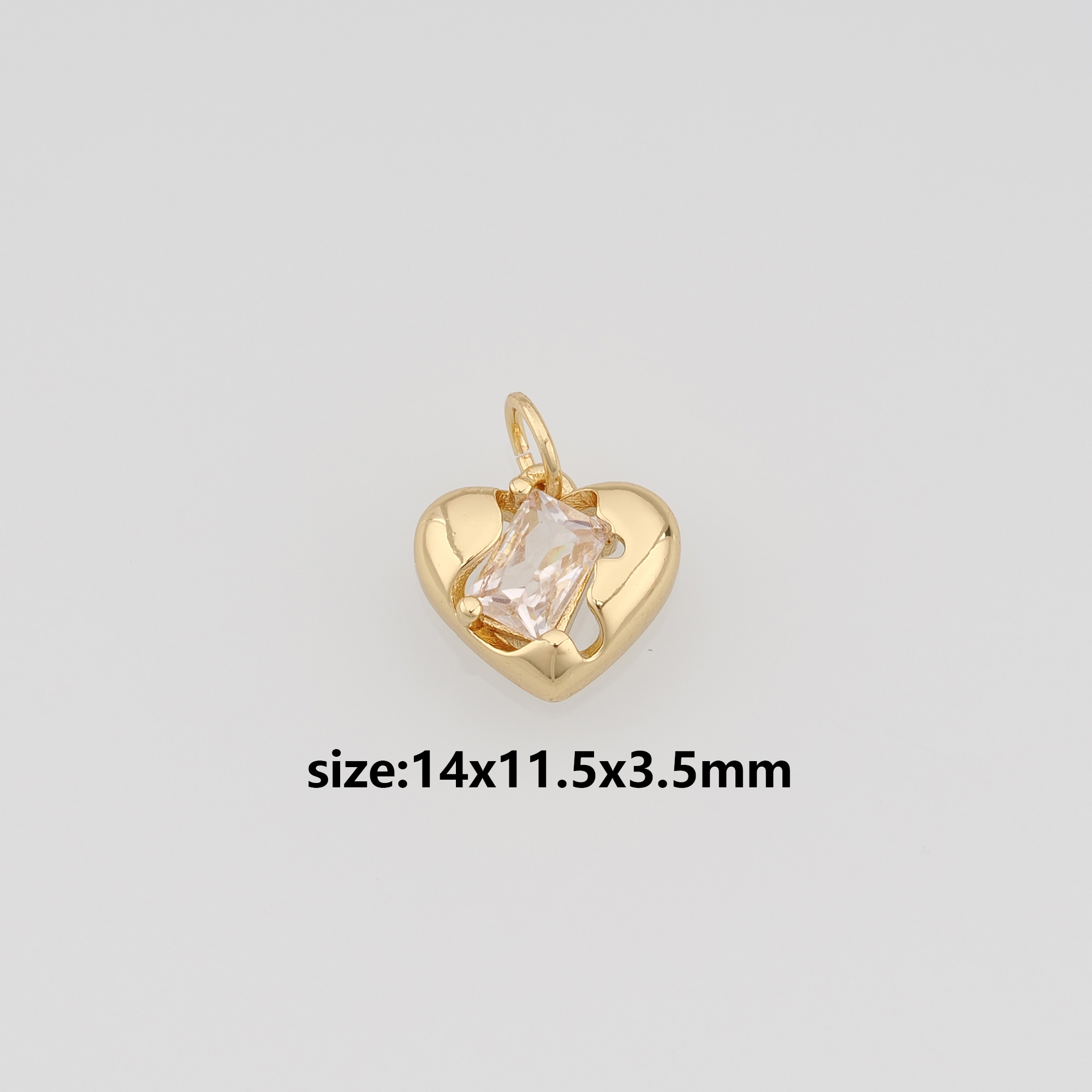 18K Gold Filled Heart Pendant,CZ Micro Pave Heart Charm Earrings Necklace for DIY Jewelry Making Supply